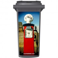 Vintage Red Shell Petrol Pump Wheelie Bin Sticker Panel